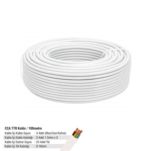 SGS CCA TTR Kablo Beyaz 3*1,5 - 24*0,18(100 Metre) 